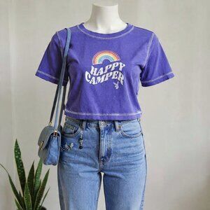 Playboy x PacSun Happy Camper Tee – Purple Rainbow Graphic, Rare